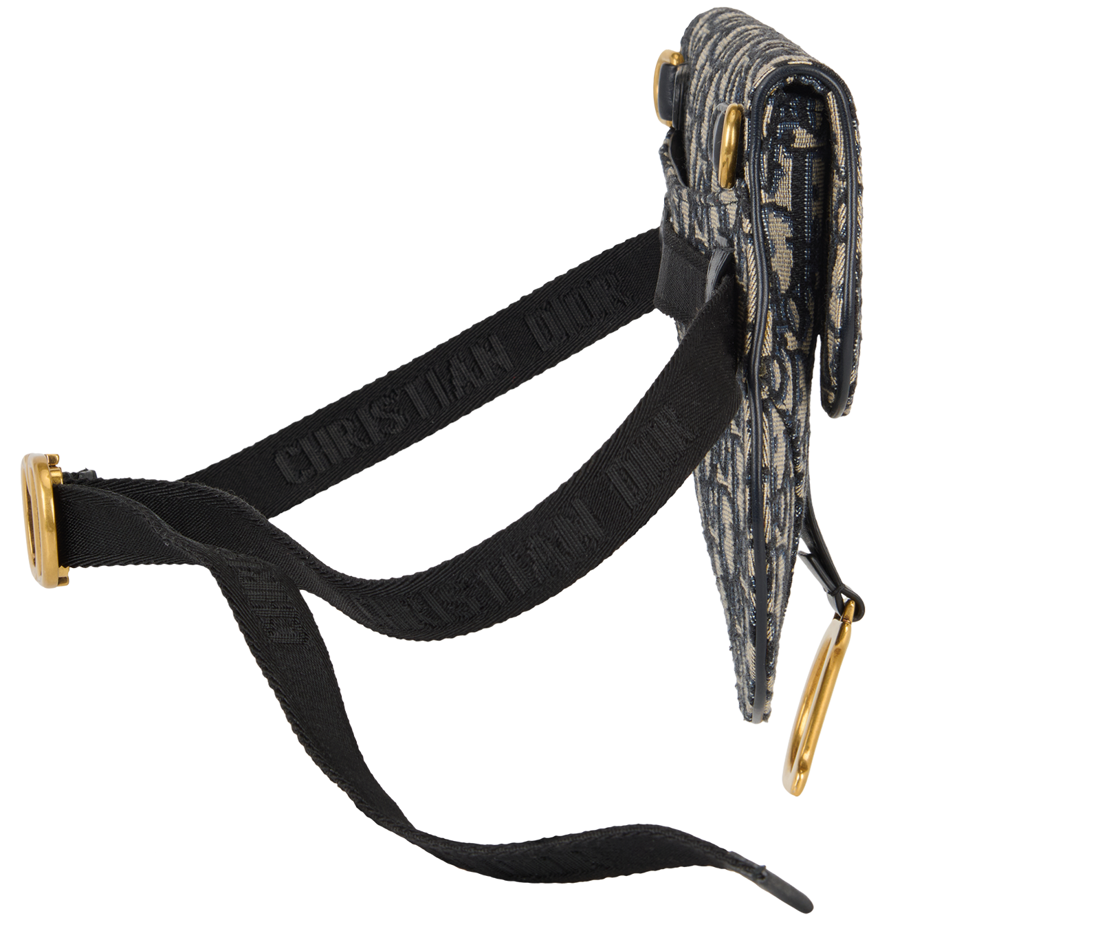 Saddle Belt Bag, &pound;650, Handbags, Blue, Canvas/Leather, Side view